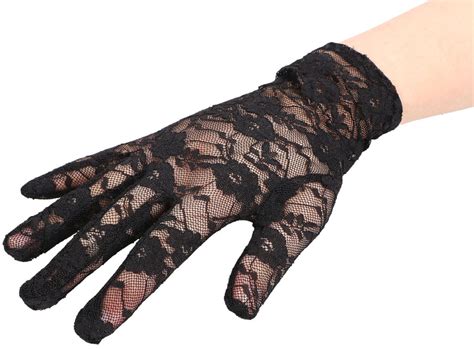 stunning black lace ladies wrist length gloves perfect for wedding tea party showers t