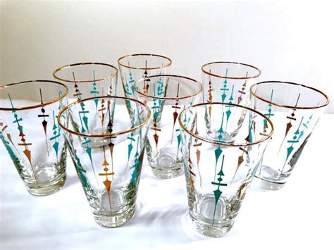 Libbey Mid Century Compass Glasses Set Of 8 Mid Century Glam Mid Century Modern Decor Mid