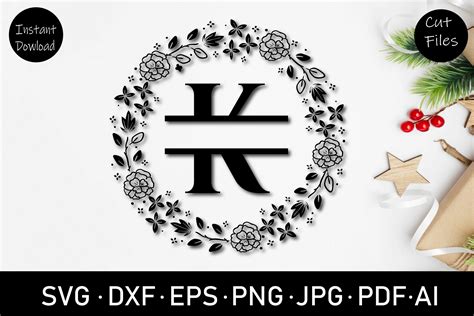 Floral Split Letter K Monogram Svg Cut File Dxf Png Eps 1256516