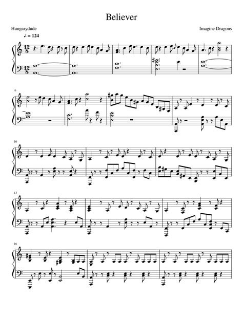 Believer Sheet Music For Piano Solo