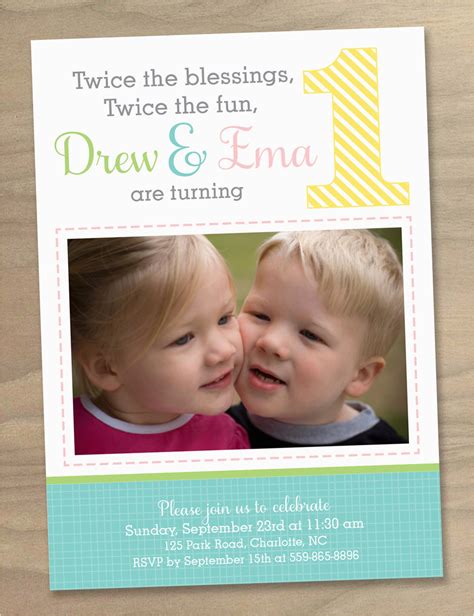 Twin 1st Birthday Invitations Happy Birthday Twins Boy And Girl Quotes