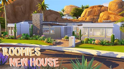 Roomies New Mid Century Modern House 📚🌸⚽ The Sims 4 Speed Build