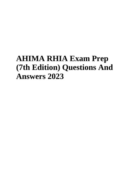 Ahima Rhia Exam Prep 7th Edition Questions And Answers 2023 Ahima