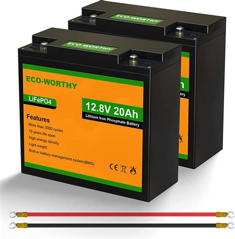 Buy Eco Worthy 2 Pack 12v 20ah Lifepo4 Lithium Iron Phosphate Battery