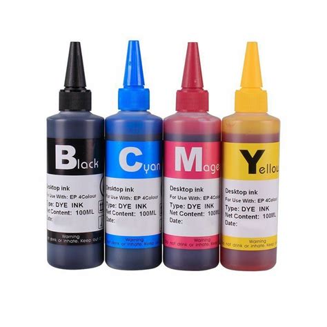 100mlx 4 Colors Universal Refill Dye Ink Kit Printer Ink Ciss Tank