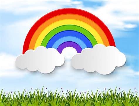 Premium Vector Colorful Rainbow In Blue Sky