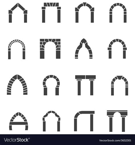 Black Icons Collection Of Arches Royalty Free Vector Image