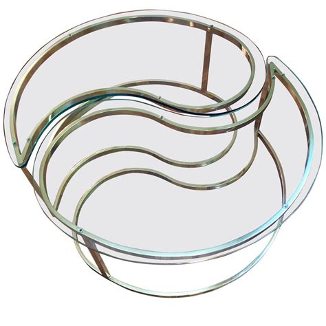 Italian brass and glass yin tang coffee table. Chic Ying Yang Motiffe Brass and Glass Coffee Cocktail ...