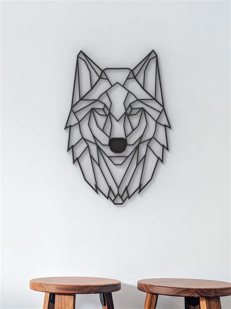 Geometric Wolf Hanging Wall Art Wolf Wall Decor Wolf Etsy