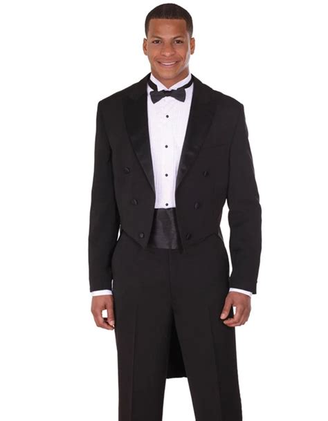 Mens Traditional Polyester Tail Tuxedo In Black Tuxedo With Tails