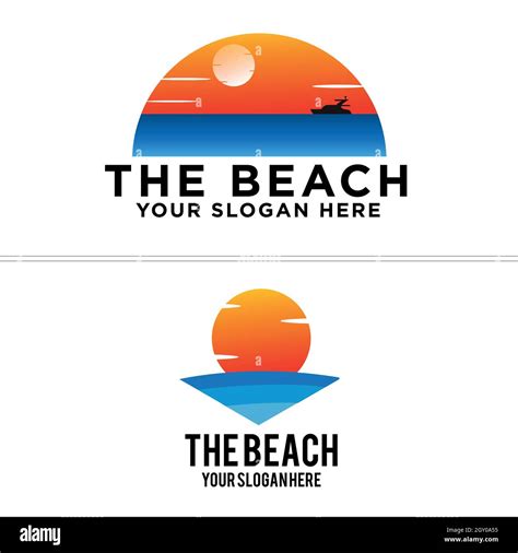 Set Of Beach Sunset Logo Design Stock Vector Image And Art Alamy
