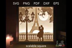 Couple in Paris Light Box Template | Love Shadow Box svg
