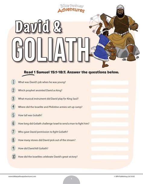 Freebie David And Goliath Bible Quiz Teaching Resources