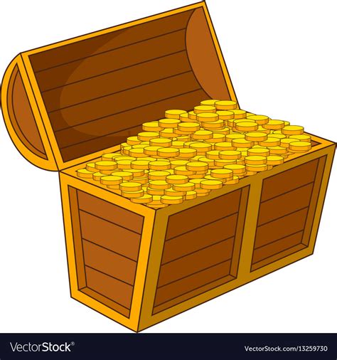 Pirate Treasure Chest With Golden Coins Icon Vector Image