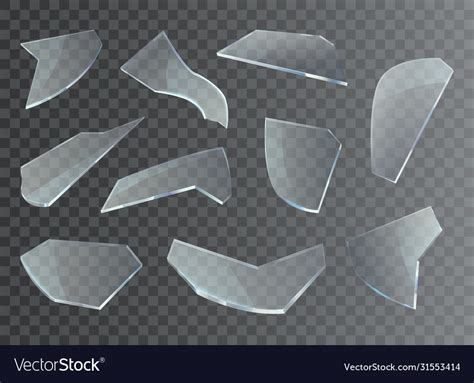 Broken Glass Shards Pieces And Splinter Shatters Vector Image