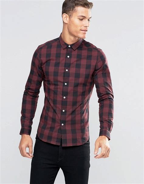 Shop uniqlo.com for the latest essentials for women, men, kids & babies. Image 1 of ASOS Skinny Shirt In Burgundy Buffalo Check ...