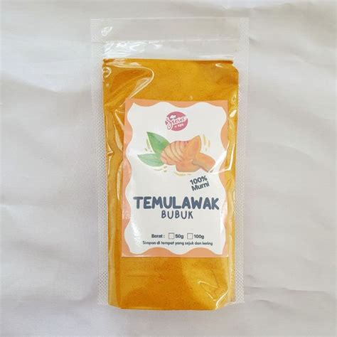 Temulawak Bubuk Murni Original 50g 100g Curcuma Powder Tanpa Gula