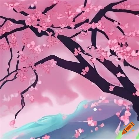 Anime Style Drawing Of Pink Cherry Blossom Trees On Craiyon