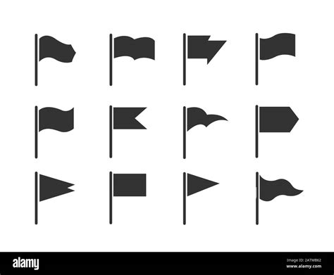 Vector Flags Set Different Flag Icons Isolated Waving Flag Icons For