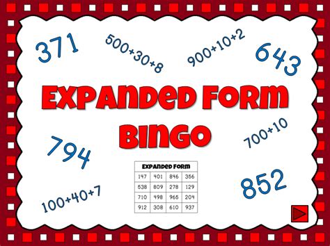 Expanded Form Bingo Powerpoint Game Free Math Lessons Expanded Form