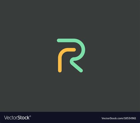 Abstract Letter R Logo Design Color Linear Vector Image