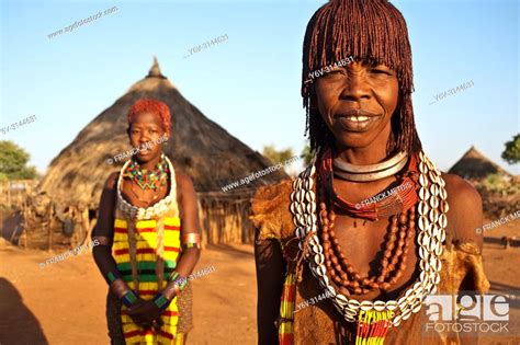 Mother And Daughter Belonging To The Hamer Tribe Omo Valley Ethiopia