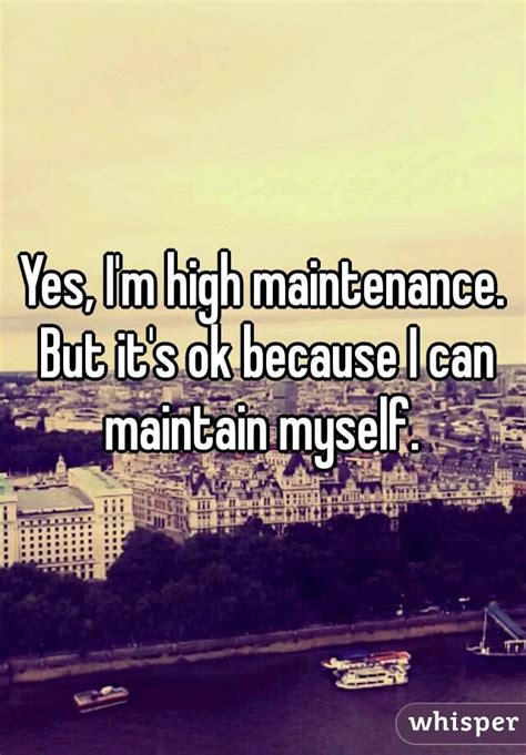 Yes Im High Maintenance But Its Ok Because I Can Maintain Myself