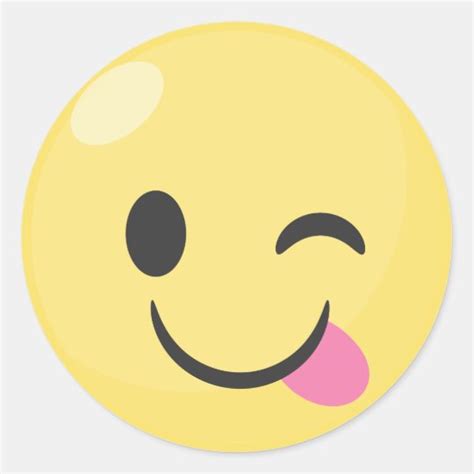 Silly Smiley Tongue Out Emoji Classic Round Sticker