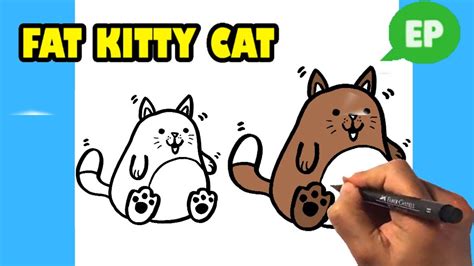 How To Draw A Fat Kitty Cat Easy Pictures To Draw Cute Youtube