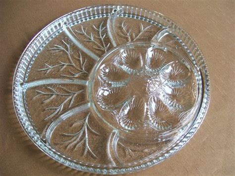 Vintage Indiana Glass Deviled Egg Plate Relish Tray Serving