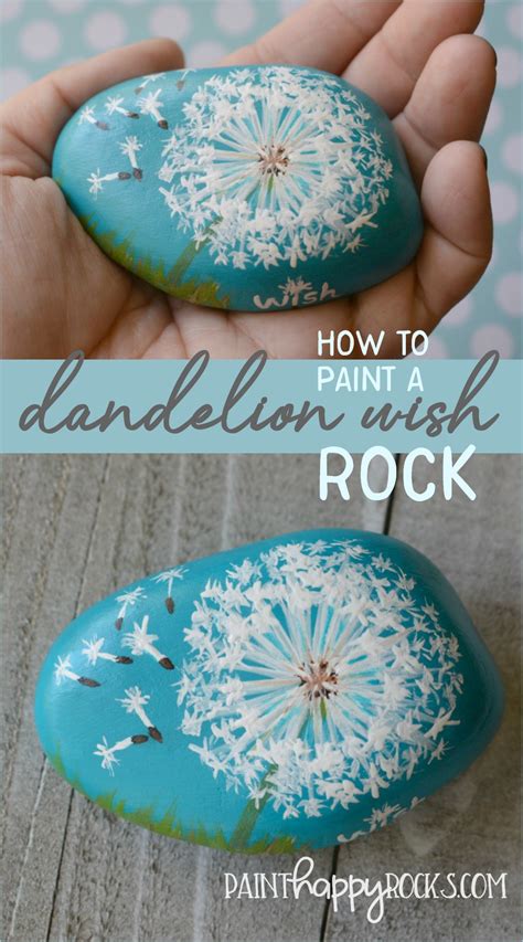Craft Lightning How To Paint A Dandelion Wish Rock Paint Happy Rocks