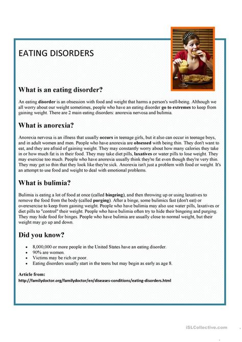 Eating Disorder Worksheets — Db
