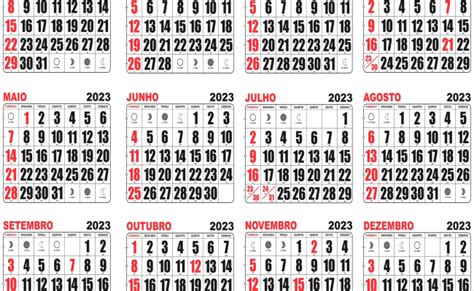Grade De Calendario 2023 Com Fases Da Lua Em Png Sem Feriados Base De