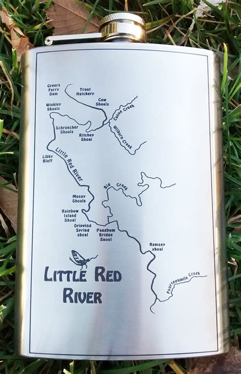 Little Red River Map Flask For Whiskyliquor Custom Engraved Etsy