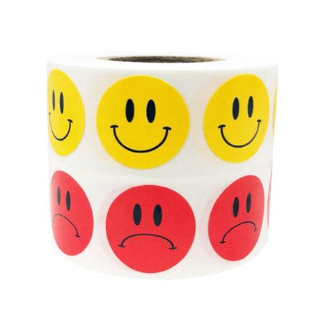 New Trend 500 Labels Per Roll Yellow Smiley Face Happy Stickers And Red