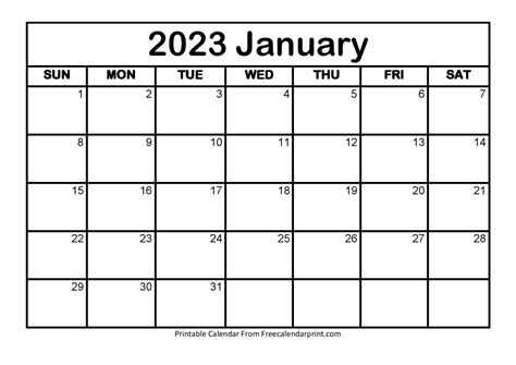 January 2023 Calendar Printable Pdf Blank Templates