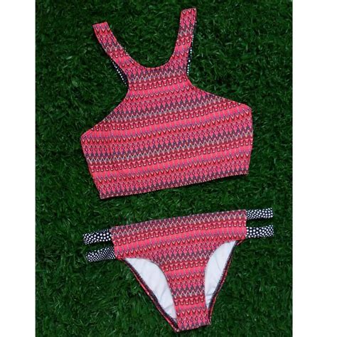 Crochet Bikini High Neck Swimwear Fashion Bathing Suits Moda