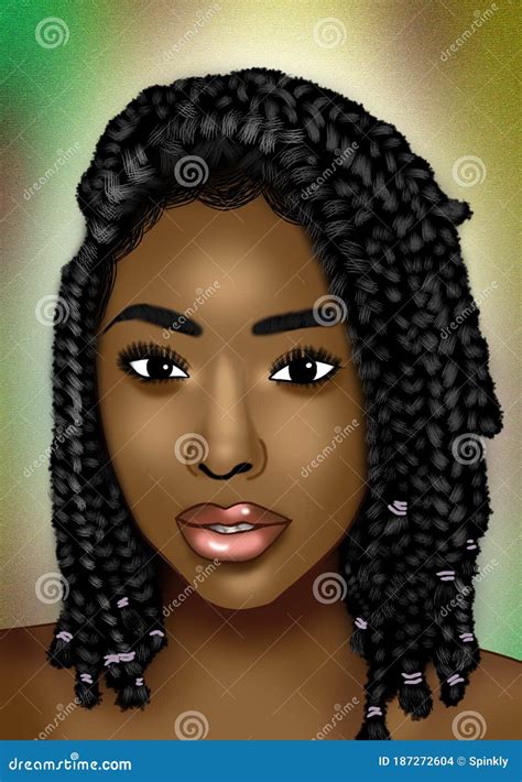 Black Woman Illustration With Braids For Hairstyle Cartoondealer Com