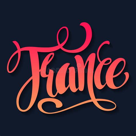 Handwritten France Calligraphic Vector Text Hand Lettering Stock