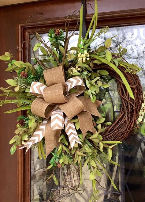 Grapevine Floral Wreath With Burlap Bow Summerspring Year Round Wreath