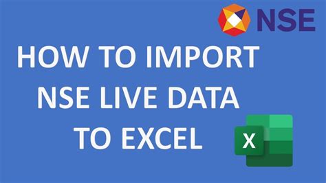 How To Import Nse Live Data In Excel Nse Live Data In Excel Youtube