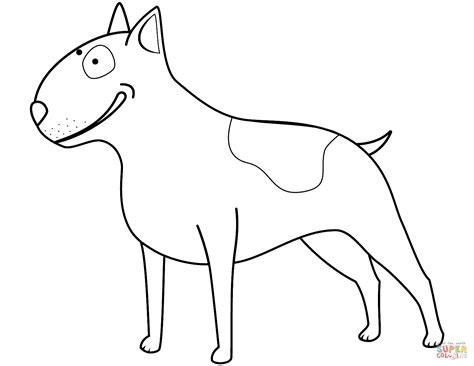 The bull terrier is a breed of dog in the terrier family. Funny Bull Terrier coloring page | Free Printable Coloring ...