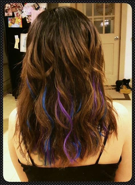 Dark Brown Hair With Blue And Purple Highlights