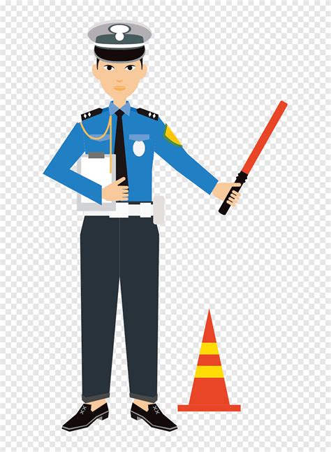 ضابط شرطة المرور ، رسم كارتون شرطة المرور المسطحة الرسم بالألوان