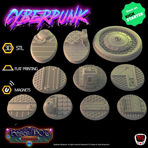 3d Printable Cyberpunk Custom Bases Bases Hot Madness Vol2 Ks Campaign By Mojibake Collectibles