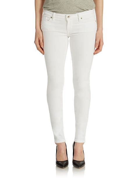 Lyst Guess Low Rise Power Skinny Jeans In White