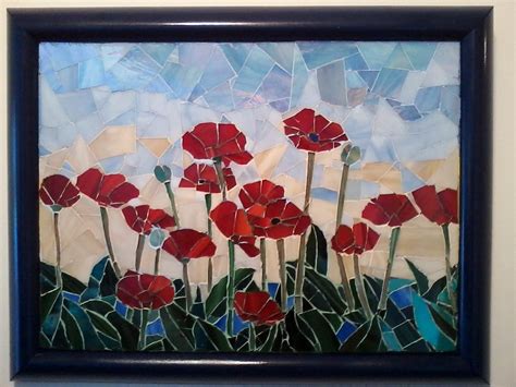 Poppies Delphi Artist Gallery Stained Glass Flowers Mosaic Art