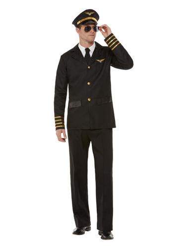 60s Airline Pilot Mens Fancy Dress Flight Captain Uniform Adults