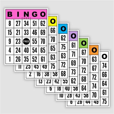 1400 Jumbo Bingo Cards Pdf Download 1 Per Page 7 Colors Instant