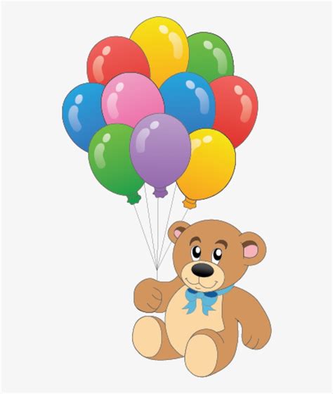 Teddy Bear With Balloon Vector Un Oso Con Globos Transparent Png